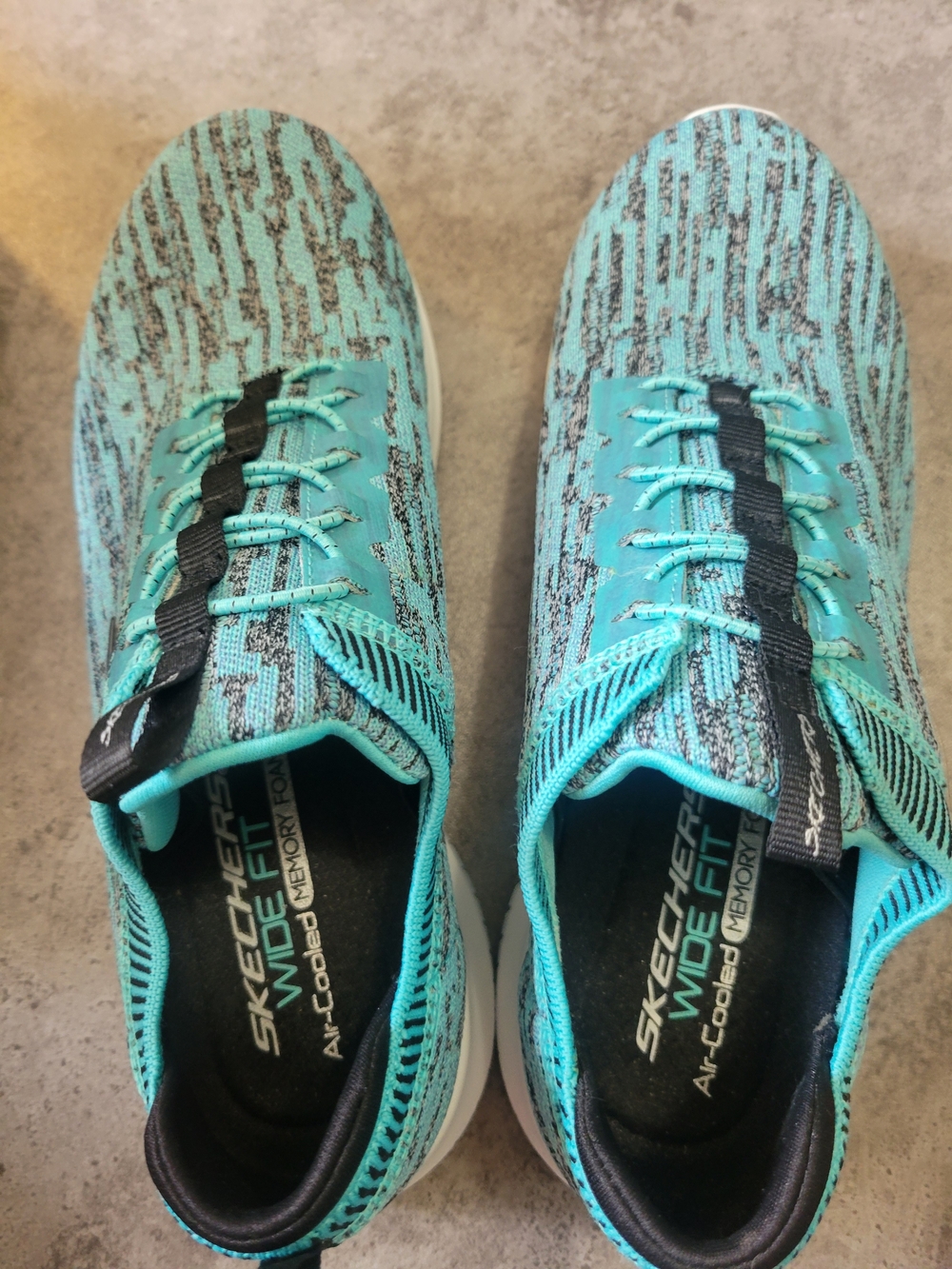 Skechers Turquoise Knit Slip-On Athletic Sneakers